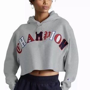 Champion Old English Reverse Weave Crop Hoodie